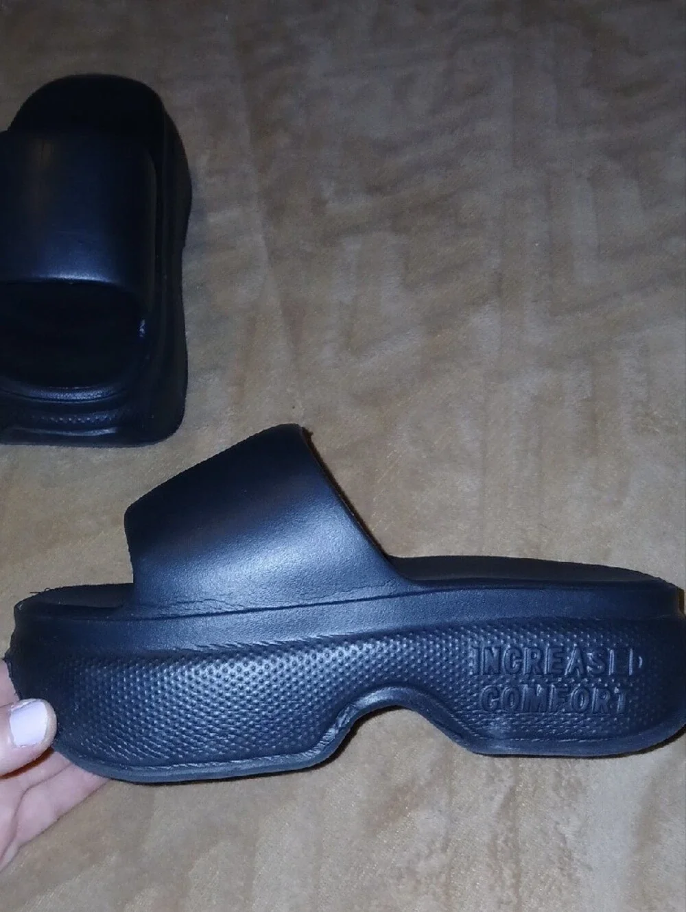 Womens Black Platform Slide Sandals Lightweight Unbranded Sz: 39, 8